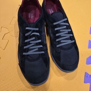 Clarks Collection Women's Sillian Tino Black Sneakers Size 9M Cloudsteppers